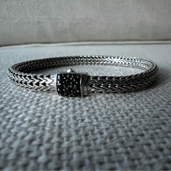 JOHN HARDY Black Sapphire Sterling Silver Balinese Rope Chain Bracelet - Picture 6 of 13